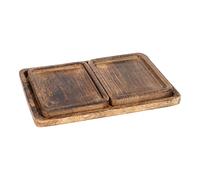 Cherish Home Lot de 3 plateaux 100 % bois de manguier pour servir ou présenter des aliments - Bois véritable, rectangulaire, marron