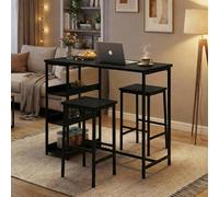 CherishCradle Ensemble de Table Haute avec 2 Tabourets, Table Haute Salle à Manger, Structure Métallique Robuste, Style Vintage, Idéal pour Cuisine, Salle à Manger ou Restaurant