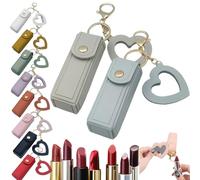 Cherishty Lip Oil Keychain, Lip Oil Keychain - Mirror & Oil2-in-1, Mini Lipstick Case with Keychains & Heart Pendant (2 Pcs-D)