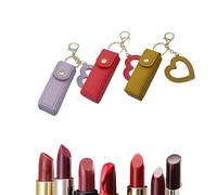 Cherishty Lip Oil Keychain, Lip Oil Keychain - Mirror & Oil2-in-1, Mini Lipstick Case with Keychains & Heart Pendant (3 Pcs-A)