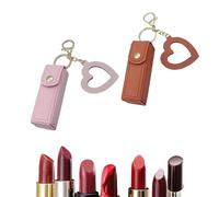 Cherishty Lip Oil Keychain, Lip Oil Keychain - Mirror & Oil2-in-1, Mini Lipstick Case with Keychains & Heart Pendant (2 Pcs-A)