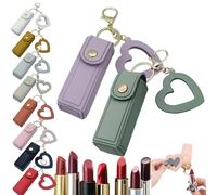 Cherishty Lip Oil Keychain, Lip Oil Keychain - Mirror & Oil2-in-1, Mini Lipstick Case with Keychains & Heart Pendant (2 Pcs-E)
