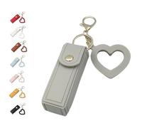 Cherishty Lip Oil Keychain, Mirror & Oil2-in-1, Women Mini Lipstick Case with Keychains & Heart Pendant(Lightgrey)