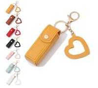Cherishty Lip Oil Keychain,Women Lip Oil Keychain - Mirror & Oil 2-in-1, Mini Lipstick Case with Keychains & Heart Pendant (Yellow)