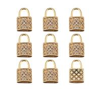 Cheriswelry 10 pièces Gold Calclock Cubic Zircon Pendant verrouillage en laiton micro-rythme Cubic Zircon Pendant Mini suspension 18,5 x 11,5 mm pour bricolage Collite Collier Bijoux Production de