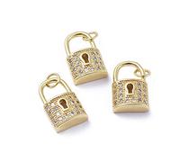 Cheriswelry 10 pièces verrouillage en lait en laiton micro-rythme en zirconium pendentif transparent en zirconium cubique transparent pendentif avec anne