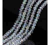 Cheriswelry 10 Strands Faceted Rondelle Glass Beads 6mm Transparent Rainbow Plated Abacus Spacers Beads for Jewellery Bracelet Necklace Making, Clear