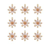 Cheriswelry 20 pièces Gol Fleur Cubic Zircon Métal Pendant cristal clair Cleur Micro-rythme Cumbic Zirconic Pendant Real 18K Plaqué or pending 15x14 mm pour la fabrication de bijoux artisanaux