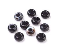 Cheriswelry 30pcs Natural Black Agate Rondelle Perles de pierre Rondelle Grands Talons Charmes Mini Perles d'espaceur lâche Collecteur pour le collier de boucles d'oreille de bracelet