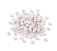 Cheriswelry 340 or blanc acrylique chiffres 0-9 perles 7mm plat disque pièce de monnaie numérique intercalaire perles anniversaire informations bracelet collier fabrication de bijoux