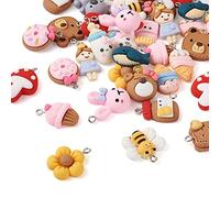 Cheriswelry 36 morceaux de divers bijoux de bijoux de crème glacée biscuits beignets ouais fleurs de lapin bijoux de coeur 20-31 mm pour le collier de bricolage