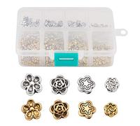Cheriswelry 400pcs 4style Antique Silver Golden Metal Flower Beads Bijoux Spacers Charmes Mini alliage Tibetan Floral Daisy Fleur Perles en vrac pour femmes