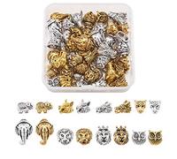 Cheriswelry 48pcs mixtes tibétan solide métallique animale perles d'espaceur charm