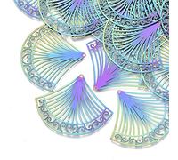 Cheriswelry 50pcs 201 en acier inoxydable Filigré Pendants Pendants Chandelier Liens