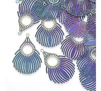 Cheriswelry 50pcs 201 en acier inoxydable Filigree Enhandants Pendants Liens de lustre