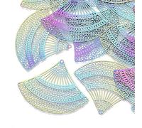 Cheriswelry 50pcs 201 en acier inoxydable Filigree grand ventilateur pendents lustres liens