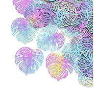 Cheriswelry 50pcs 201 en acier inoxydable Filigree Monstera Pendants Pendants Chandelier Liens