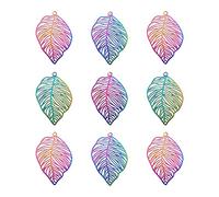 Cheriswelry 50pcs 201 en acier inoxydable Filigree Monstera Pendants Pendants Chandelier Liens