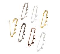 Cheriswelry 50pcs Safety Pin 2 Inches Metal Brooch Findings with 3-Holes Art Sewing for Blankets Knitted Fabric Kilt Needles 5-Colors