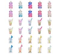Cheriswelry 60 pièces Bubble Tea Resin Bijoux Résine ours Pendre avec des paillettes Powder Imitation Bijoux de suspension 21-28 mm pour le collier de bracelet DIY Collier d'oreilles