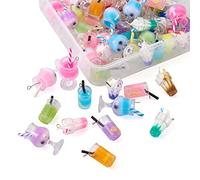 Cheriswelry 72 pcs Charmes De Thé Au Lait Miniature Imitation Boba Fruit Jus De Thé Glace Glace Thé À Bulles Charmes Pendentifs pour DIY Bijoux Boucle D'oreille Porte-clés Fabrication Artisanale
