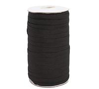 Cheriswelry bande élastique noire 3/8 "plat tressé cordon élastique boucle d'oreille corde sangle pour la couture bricolage oreille cravate artisanat faisant, environ 90~100 mètres