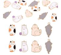 Cheriswelry Breloques plates en émail sur le thème du chat - Pendentifs plats en alliage de dessin animé pour bracelet - Breloques en forme de chats pour la fabrication de bijoux, colliers, projets