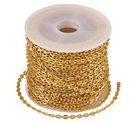 Cheriswelry Chaîne en fer doré non soudée Rolo Cross avec bobine pour fabrication de bijoux Bracelet 10 m x 3 mm