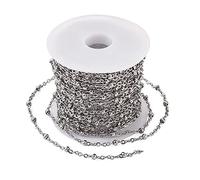 Cheriswelry Chaîne satellite en acier inoxydable de 5 m avec mini perles rondes soudées pour la fabrication de bijoux, bracelets, colliers