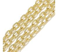 Cheriswelry Chaîne torsadée en aluminium doré non soudée - Maillon ovale ouvert - 9 x 6 mm - Pour homme et femme - Fabrication de bijoux