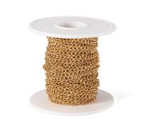 Cheriswelry Chaîne torsadée soudée en acier inoxydable 304 avec bobine de 4 x 3 mm pour bijoux, bracelet, collier, bracelet de cheville, loisirs créatifs