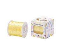 Cheriswelry Cordon en nylon satiné avec bobine pour bijoux, colliers, bracelets, macramé, loisirs créatifs - 70 m x 1 mm - Champagne