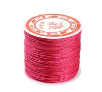 Cheriswelry Cordon rond en polyester ciré avec bobine pour la fabrication de bijoux et macramé - Tressé - Rose foncé - 0,5 mm - 100 m