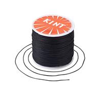 Cheriswelry Cordon rond en polyester ciré avec bobine pour la fabrication de bijoux, tressé, macramé - 0,5 mm - Noir - 100 m