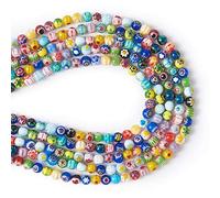 Cheriswelry Environ 325 perles rondes en verre Millefiori de 6 mm faites à la main avec motif de fleur pour la fabrication de bijoux et loisirs créatifs
