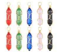 Cheriswelry Lot de 10 pendentifs hexagonaux en cristal de chakra 3D en forme de balle transparente et dorée pour la fabrication de bijoux, boucles d'oreilles, colliers, travaux manuels, Verre