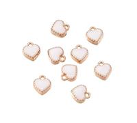 Cheriswelry Lot de 100 mini breloques en forme de cœur blanc en émail plaqué or pour la fabrication de bijoux, bracelets, colliers, boucles d'oreilles, cadeaux de Saint-Valentin