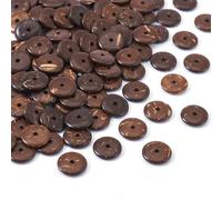 Cheriswelry Lot de 100 perles donut en noix de coco naturelle de 10 mm pour la fabrication de bijoux et bracelets Marron