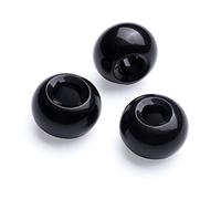 Cheriswelry Lot de 100 perles européennes en verre rondelle noires à grand trou - Perles d'espacement lisses en vrac - 15 x 10 mm - Pour fabrication de bijoux
