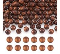Cheriswelry Lot de 100 perles rondes en bois naturel non teintées de 8 mm marron noix de coco - Perles d'espacement en vrac pour loisirs créatifs, boucles d'oreilles, bracelets, colliers, bijoux