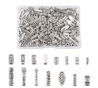 Cheriswelry Lot de 150 perles en forme de colonne en argent tibétain - 15 styles - Tube métallique - Perles d'espacement pour la fabrication de bijoux - Trou : 1,5 à 3 mm