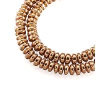 Cheriswelry Lot de 180 perles heishi rondes et plates en hématite synthétique non magnétique pour la fabrication de bijoux et de bracelets Doré clair 4 mm