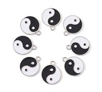 Cheriswelry Lot de 20 pendentifs en émail en forme de huit trigrammes tai chi yin et yang pour la fabrication de bijoux - Trou : 2 mm