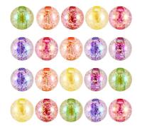 Cheriswelry Lot de 20 perles colorées en cristal AB craquelé 16 mm rondes en acrylique Bubblegum Perles d'espacement en vrac pour la fabrication de bracelets, colliers, bijoux