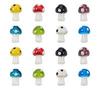 Cheriswelry Lot de 20 perles en verre en forme de champignon colorées faites à la main en vrac 16 x 12 mm Trou : 2 mm pour loisirs créatifs, bracelets, boucles d'oreilles, colliers, bijoux