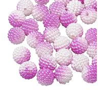 Cheriswelry - Lot de 200 perles en acrylique imitation perle blanche magenta baies 10 mm rondes perles combinées dégradé arc-en-ciel pour la fabrication de bijoux