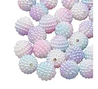 Cheriswelry - Lot de 200 perles en acrylique imitation perle rose baie 10 mm rondes - Perles combinées - Perles de gradient arc-en-ciel pour la fabrication de bijoux