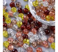 Cheriswelry Lot de 200 perles en verre craquelé transparent de 6 mm pour la fabrication de bijoux, colliers, bracelets, décorations d'intérieur, mélange de caramel