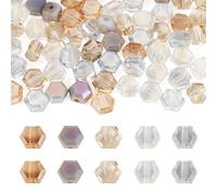 Cheriswelry Lot de 200 perles hexagonales en verre transparent à facettes - 10 couleurs - 5 x 6 mm - Pour fabrication de bijoux