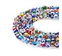 Cheriswelry Lot de 200 perles rondes de 6 mm faites à la main en verre de cristal avec trou de 2 mm pour fabrication de boucles d'oreilles, colliers, bijoux